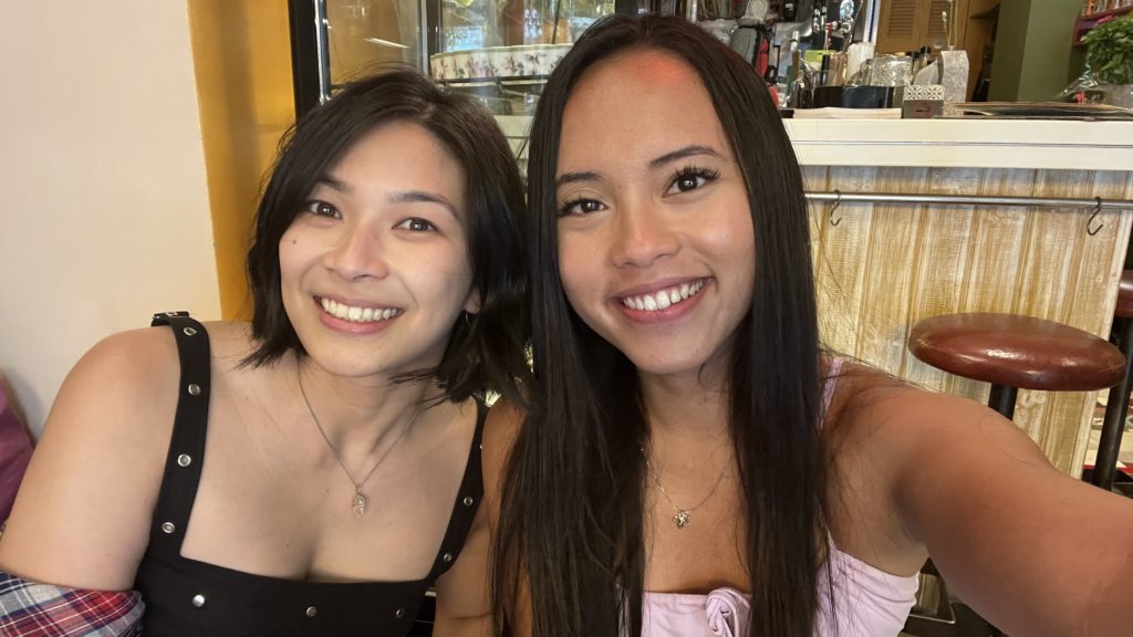 A selfie of Pauline and Georgie in Greece