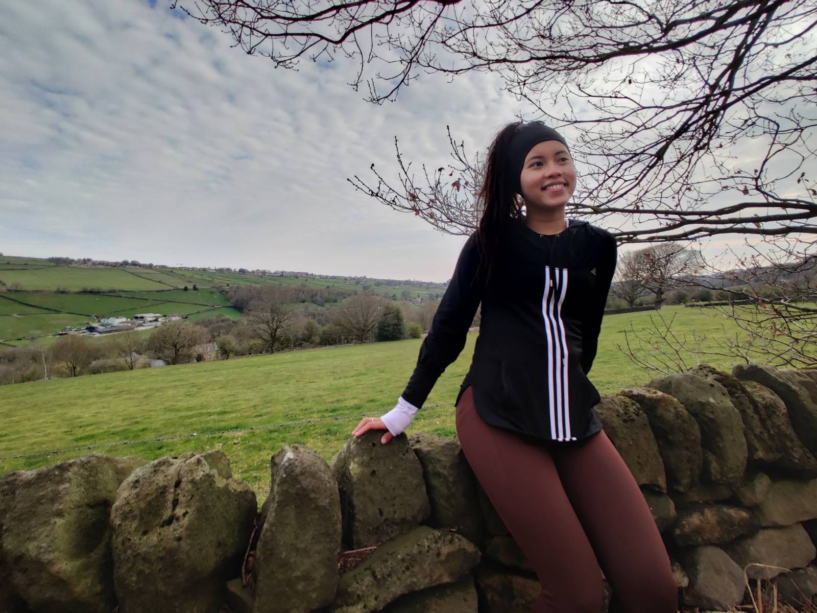 Pauline taking a break on a run