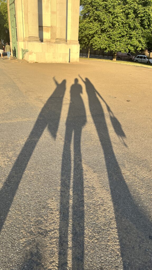 Shadows of Pauline and two friends